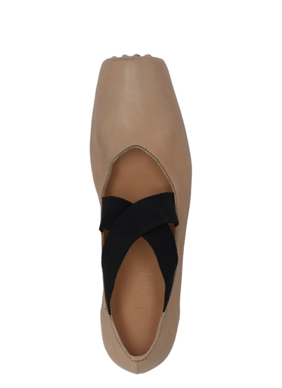 Shop Uma Wang Leather Ballerina Shoes In Rose/black