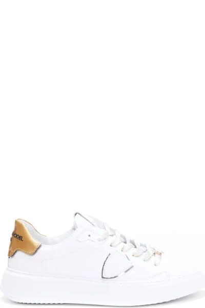 Shop Philippe Model Temple - Blanc Or Sneaker In Bianco Oro