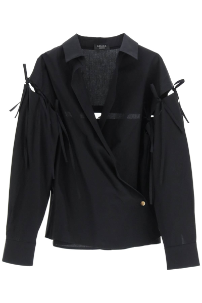 Shop A.w.a.k.e. Mode Detachable Sleeves Shirt In Black
