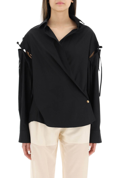 Shop A.w.a.k.e. Mode Detachable Sleeves Shirt In Black