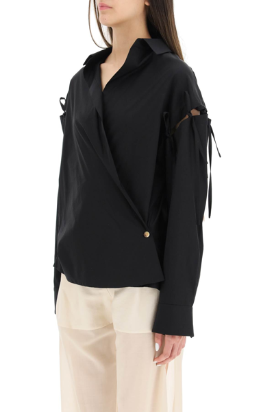 Shop A.w.a.k.e. Mode Detachable Sleeves Shirt In Black