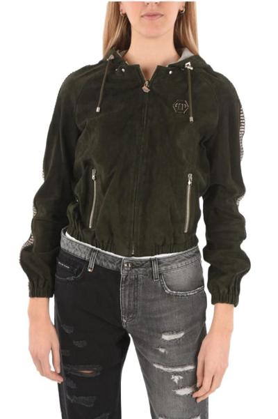 Shop Philipp Plein Women's  Green Outerwear Jacket