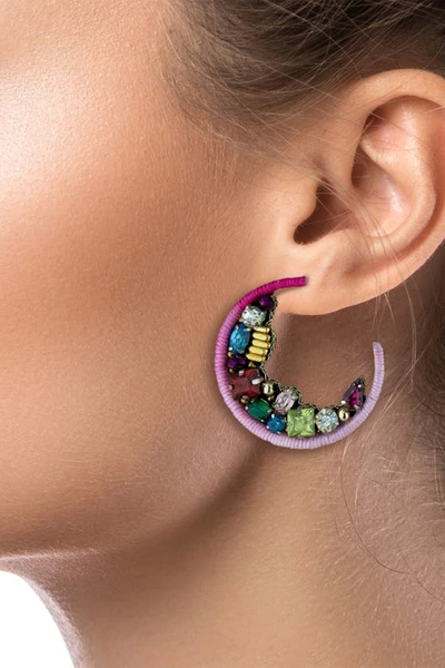 Shop Jardin Beaded Open Hoop Earrings In Multi/gold