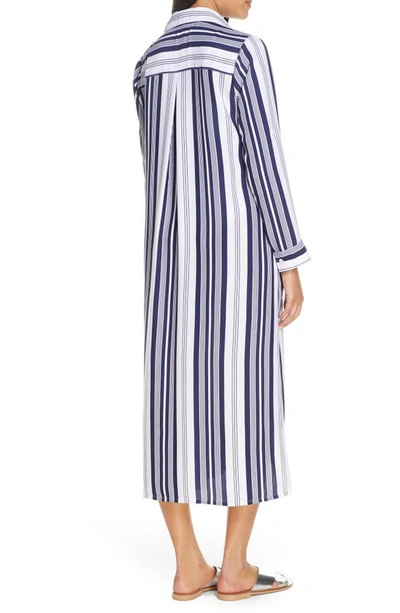 Shop Tommy Bahama Tan Lines Stripes Cover-up Shirtdress In Mare Navy/ White