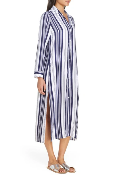 Shop Tommy Bahama Tan Lines Stripes Cover-up Shirtdress In Mare Navy/ White