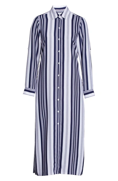 Shop Tommy Bahama Tan Lines Stripes Cover-up Shirtdress In Mare Navy/ White