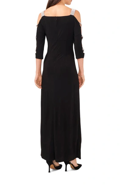 Chaus Embellished Cold Shoulder Maxi Dress In Black