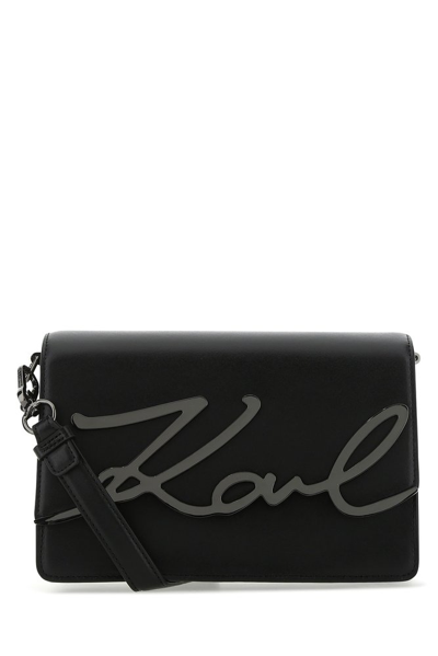 Shop Karl Lagerfeld K/signature Shoulder Bag In Black