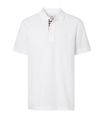 Shop Burberry Tb Monogram Polo Shirt In White