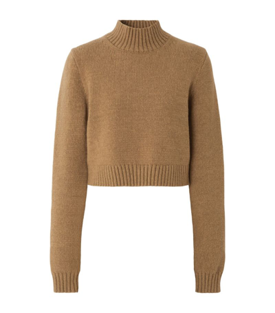 Shop Burberry Monogram Motif Cropped Sweater In Neutrals