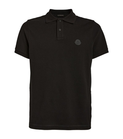 Shop Moncler Cotton Logo Polo Shirt In Black
