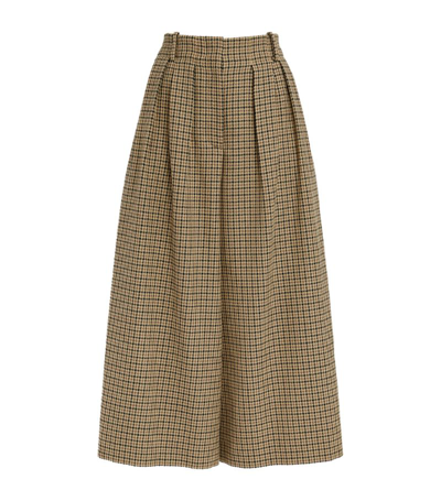 Shop Moncler Check Cropped Trousers In Beige