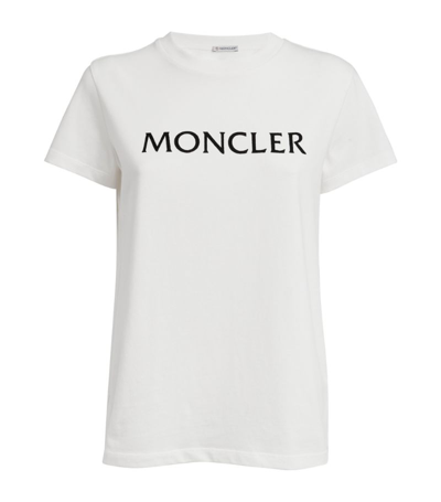 Shop Moncler Cotton Logo T-shirt In White