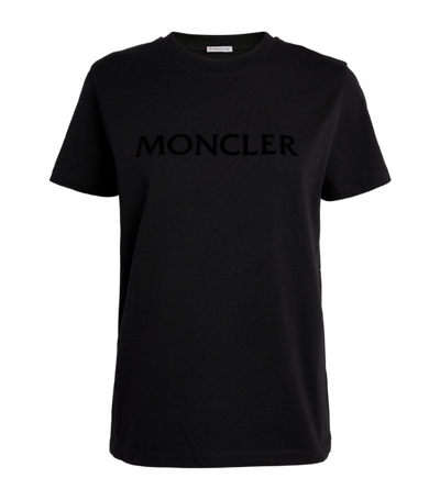 Shop Moncler Cotton Logo T-shirt In Black