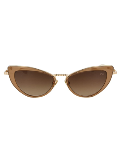 Shop Valentino Eyewear Cat Eye Sunglasses In Gold