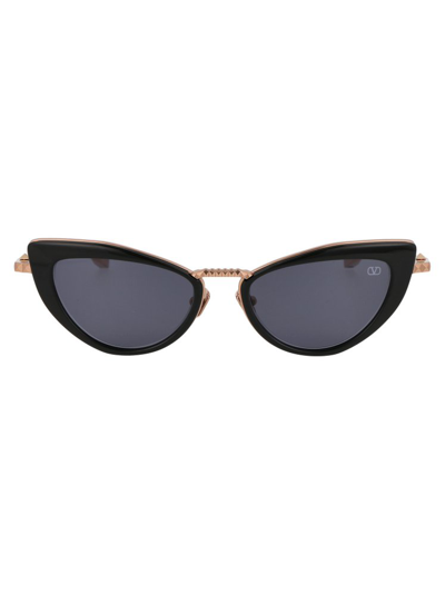 Shop Valentino Eyewear Cat Eye Frame Sunglasses In Gold