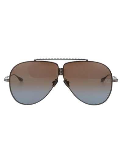 Shop Valentino Eyewear Pilot Frame Sunglasses In Black