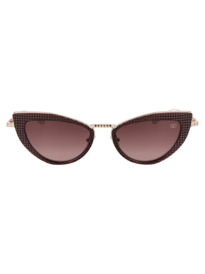 Shop Valentino Eyewear Cat Eye Frame Sunglasses In Gold
