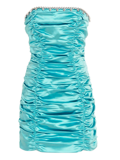 Shop Area Ruched Sleeveless Mini Dress In Blue