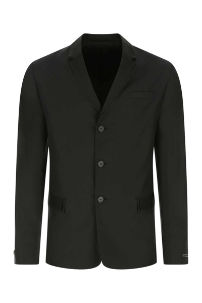 Shop Prada Single Breasted Long Sleeved Blazer In Black