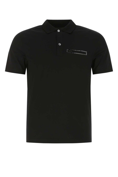 Shop Prada Short Sleeved Polo Shirt In Black