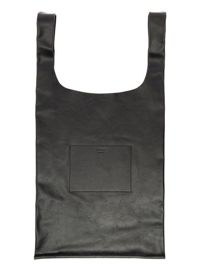 Jil Sander Market Brand-debossed Leather Tote Bag In Black | ModeSens
