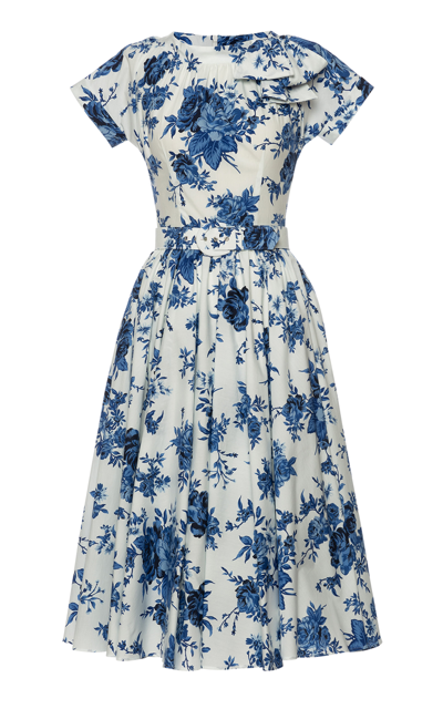 Shop Lena Hoschek Women's Emily Cotton-blend Midi Dress In Floral
