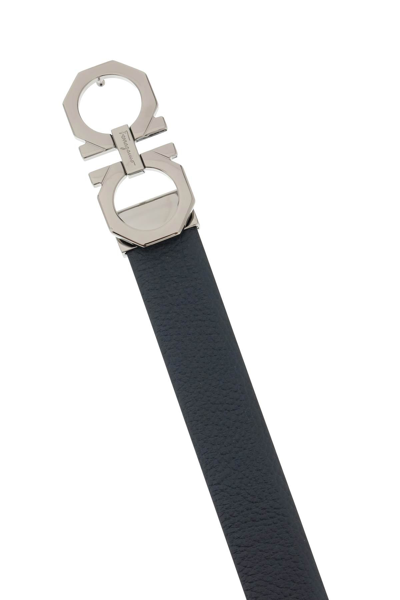 Shop Ferragamo Salvatore  Reversible Leather Belt With Gancini Logo In Multicolor