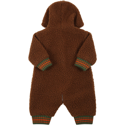 Shop Gucci Brown Jumpsuit For Baby Girl With Hearts, Stars And Logo