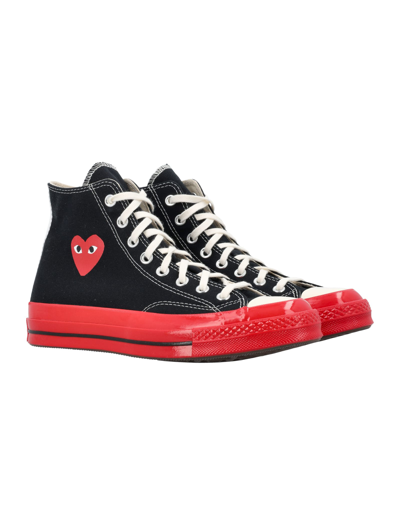 Shop Comme Des Garçons Chuck 70 High-top Red Sole Sneakers In Black