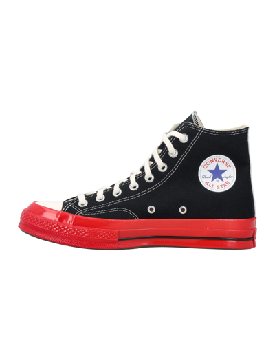 Shop Comme Des Garçons Chuck 70 High-top Red Sole Sneakers In Black