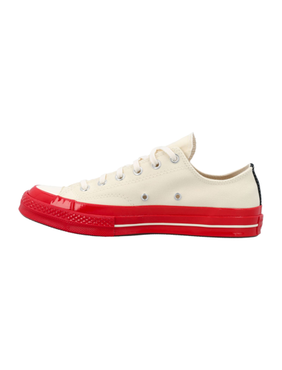 Shop Comme Des Garçons Chuck 70 Low-top Red Sole Sneakers In Off White