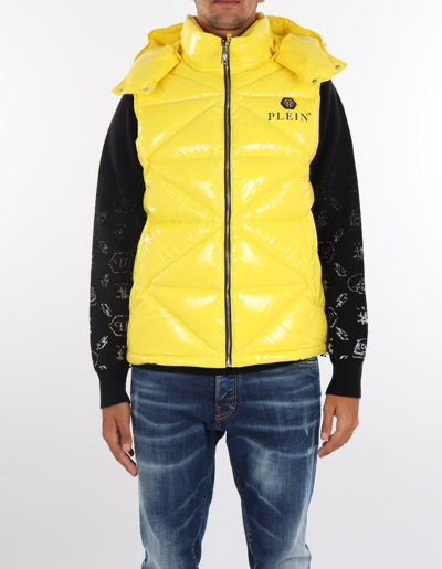 Shop Philipp Plein Sleeveless Quilted Down Jacket Down Jacket In Giallo