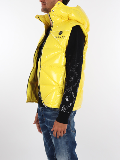 Shop Philipp Plein Sleeveless Quilted Down Jacket Down Jacket In Giallo