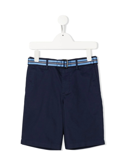 Shop Polo Ralph Lauren Polo Rl Kids Flat Front Shorts In Newport Navy