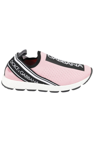 Shop Dolce & Gabbana Slip On Maglina In Rosa Bianco