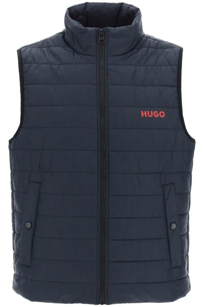 Shop Hugo Recycled Fabric Padded Vest In Blue