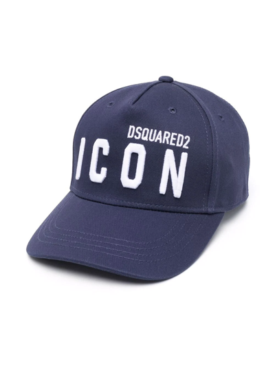 Shop Dsquared2 Logo Embroidered Cap In 蓝色