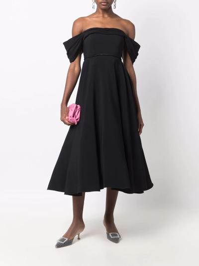 Giambattista Valli Draped Off-the-shoulder Midi Dress In Black