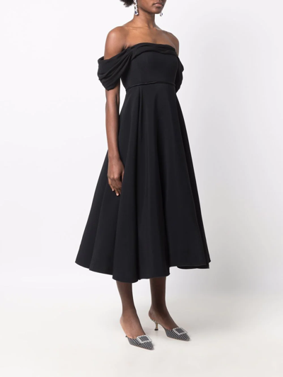 Giambattista Valli Draped Off-the-shoulder Midi Dress In Black