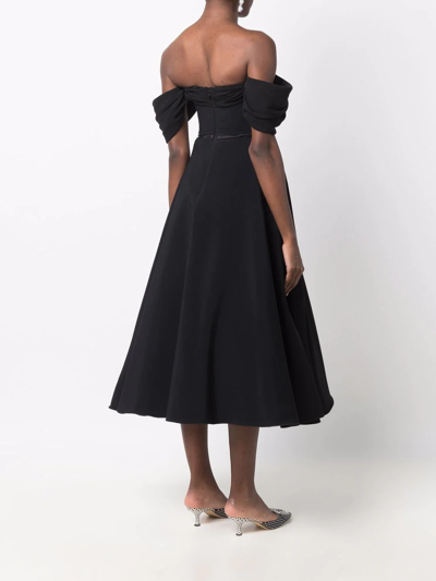 Giambattista Valli Draped Off-the-shoulder Midi Dress In Black