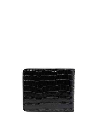 Shop Ami Alexandre Mattiussi Crocodile-embossed Leather Wallet In Black