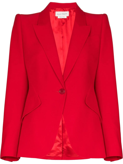 Shop Alexander Mcqueen Notched-lapel Single-breasted Blazer In Red