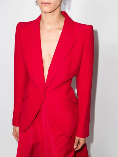 Shop Alexander Mcqueen Notched-lapel Single-breasted Blazer In Red
