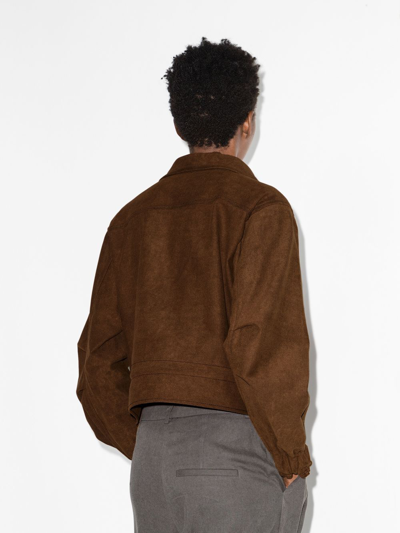 Shop Lvir Cropped Shirt Jacket In 褐色