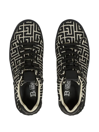 Shop Balmain B-court Monogram Sneakers In Black
