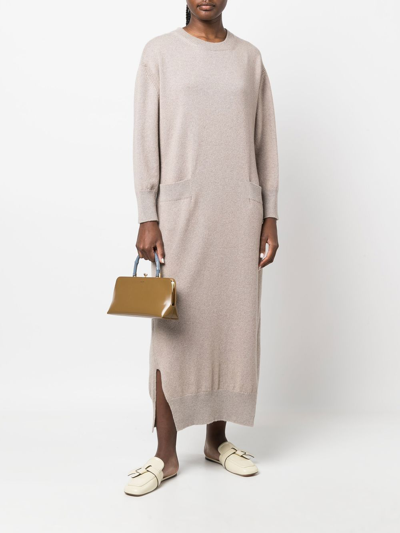 Shop Barrie Long Cashmere Dress In Neutrals