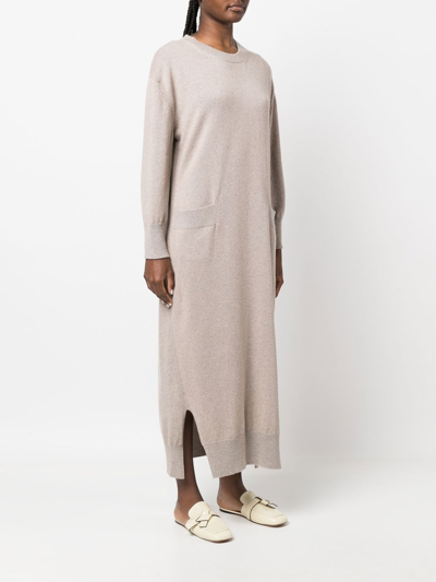 Shop Barrie Long Cashmere Dress In Neutrals