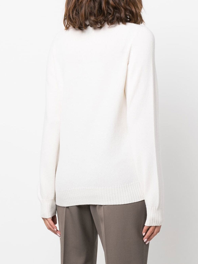 Shop Barrie Round Neck Cashmere Jumper In White