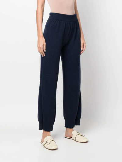 Shop Barrie Wide-leg Cashmere Trousers In Blue